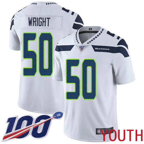 Seattle Seahawks Limited White Youth K.J. Wright Road Jersey NFL Football #50 100th Season Vapor Untouchable->youth nfl jersey->Youth Jersey